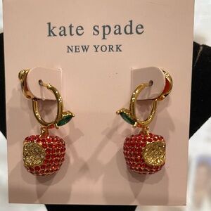 kate spade New York Red Apple Dangle Sparkle Earrings NWT